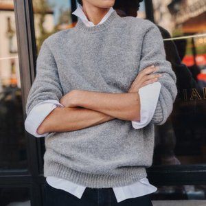 Zara Knit Ribbed Cuff Oversized Crewneck Sweater